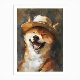 Oil Painting Smiling Shiba Inu 7 Art Print