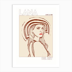 Line Art Minimalist – Lana Del Rey – June 21, 1985 1 Art Print