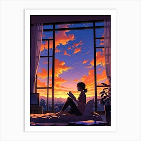 Girl Reading A Book Art Print