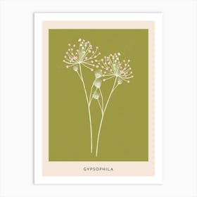 Pink & Green Gypsophila Flower Poster Art Print