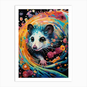  A Climbing Possum Vibrant Paint Splash 3 Art Print
