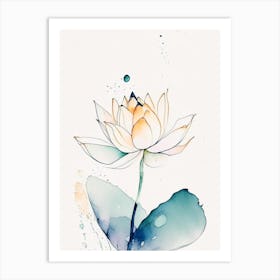 Double Lotus Minimal Watercolour 3 Art Print