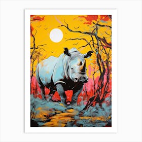 Pop Art Rhino In The Wild2 Art Print
