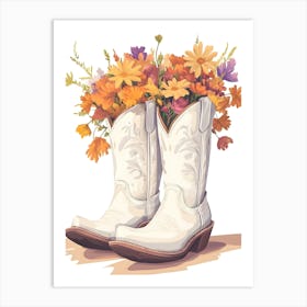 Cowboy Boots With Flowers Art Print