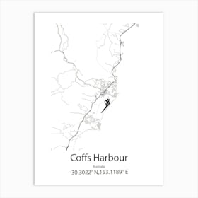 Coffs Harbour,Australia Minimalist Map Art Print