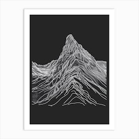 Goat Fell Mountain Line Drawing 2 Art Print