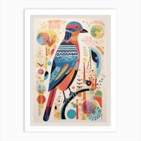 Colourful Scandi Bird Red Tailed Hawk 3 Art Print