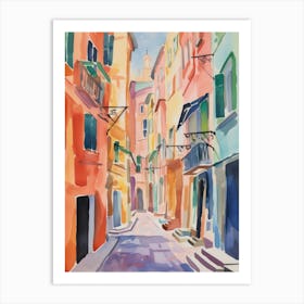 Genoa, Italy Watercolour Streets 1 Art Print