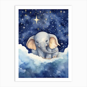 Baby Elephant 6 Sleeping In The Clouds Art Print