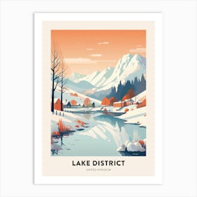 Vintage Winter Travel Poster Lake District United Kingdom 4 Art Print