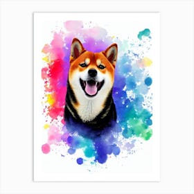 Shiba Inu Rainbow Oil Painting Dog Art Print