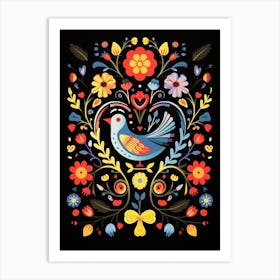 Folk Bird Illustration Dove 2 Art Print