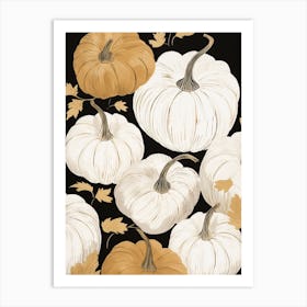 Black White And Gold Pumpkins 2 Art Print