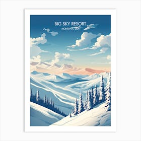 Poster Of Big Sky Resort   Montana, Usa   Colorado, Usa, Ski Resort Illustration 0 Art Print