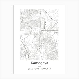 Kamagaya,Japan Minimalist Map Affiche