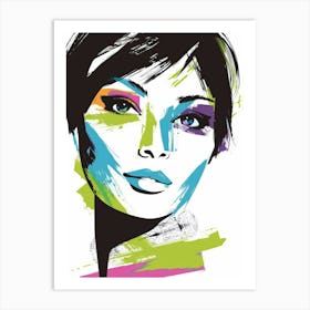 Girl With Colorful Hair 5 Art Print