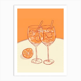 Cocktail Aperol Drawing Art Print