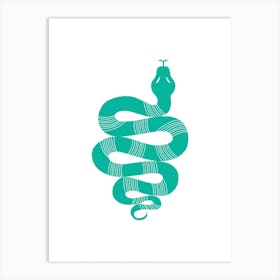 Large Snake Stripes Mint Art Print