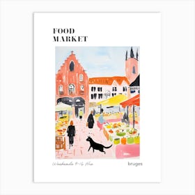 The Food Market In Bruges 1 Illustration Poster Art Print