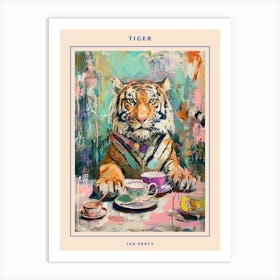 Kitsch Tiger Tea Party Poster 2 Art Print