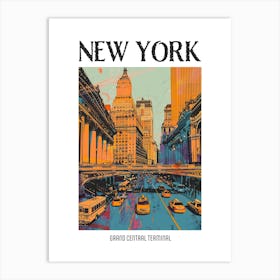 Grand Central Terminal New York Colourful Silkscreen Illustration 4 Poster Art Print