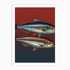 Two Fish On A Red Background Art Print