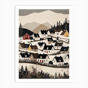 Minimalist Scandinavian Village Painting (25) Art Print