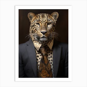 African Leopard Wearing A Suit 4 Art Print