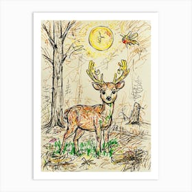 Deer In The Woods 2 Art Print