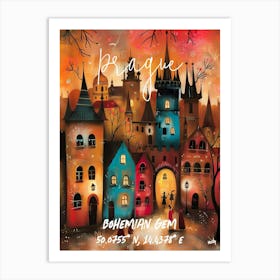 Prague, folk naive and whimsical poster Art Print