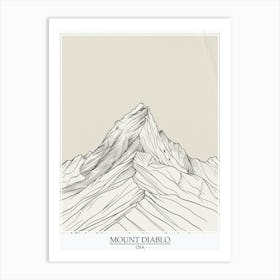 Mount Diablo Usa Color Line Drawing 2 Poster Art Print