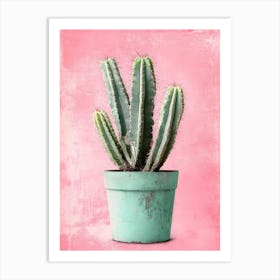 Cactus On Pink Background Art Print