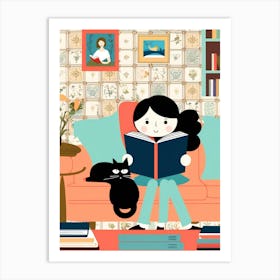 Girl Reading A Book 1 Art Print