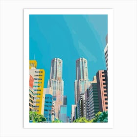 Tokyo Metropolitan Government Building 1 Colourful Illustration Art Print