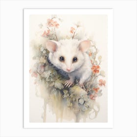 Light Watercolor Painting Of A Curious Possum 3 Art Print