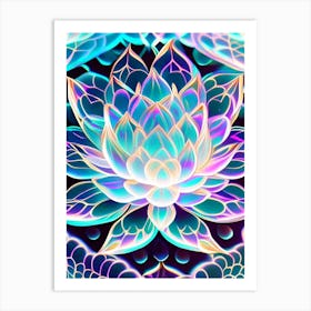 Lotus Flower Repeat Pattern Holographic 2 Art Print