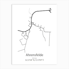 Ahrensfelde,Germany Minimalist Map Art Print