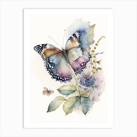 Butterfly In Migration Watercolour Ink 1 Art Print