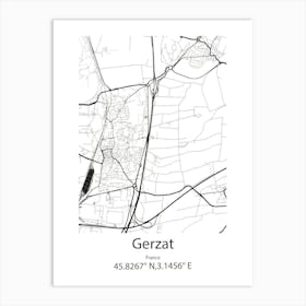 Gerzat,France Minimalist Map Art Print