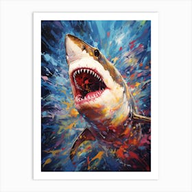  A Great White Shark Vibrant Paint Splash 2 Art Print