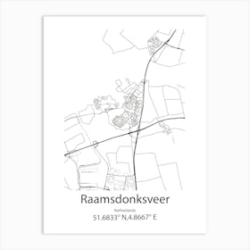 Raamsdonksveer,Netherlands Minimalist Map Art Print