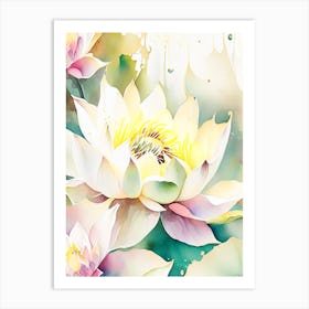 Lotus Flower Repeat Pattern Storybook Watercolour 1 Art Print