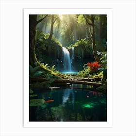 Waterfall In The Forest 7 Art Print