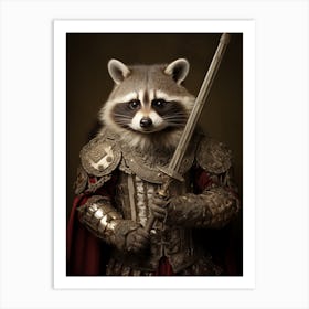 Vintage Portrait Of A Barbados Raccoon Dressed As A Knight 3 Art Print