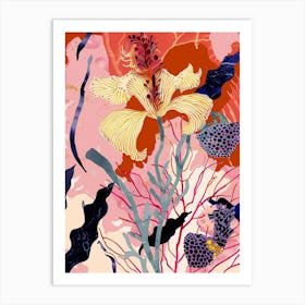 Colourful Flower Illustration Coral Bells 2 Art Print