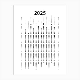 Calendar 2025 Minimalist White Art Print