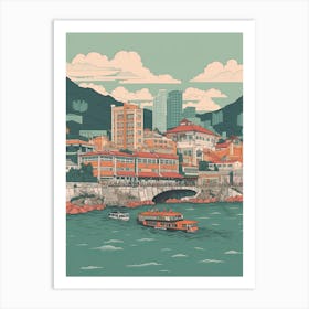 Busan South Korea Travel Illustration 3 Art Print