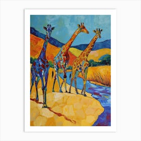 Giraffe By The River Art Print
