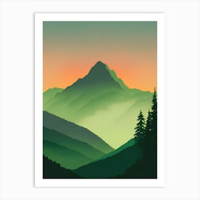 Misty Mountains Vertical Background In Green Tone 31 Art Print