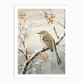 Winter Bird Painting Mockingbird 2 Art Print